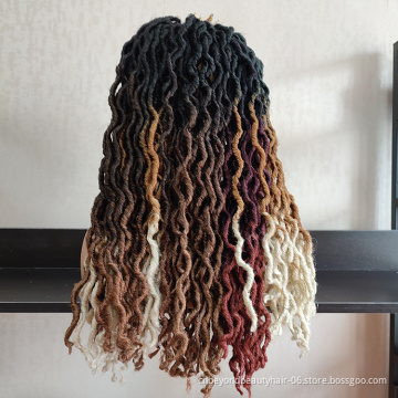 Ombre Wavy Gypsy Locs Faux locs Ombre Crochet African Roots Dreadlocs Hair Synthetic Braiding Hair Extensions for Black Women
